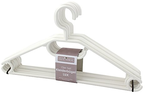 KLEIDERBÜGEL KleBü 10 Stück von 4smile.shop – Made in Germany | WÄSCHE-BÜGEL ANZUG-BÜGEL aus robustem Kunststoff | Farbe weiß