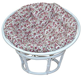 moebel direkt online Papasansessel, Durchmesser 110 cm Sessel mit Kissen weiß