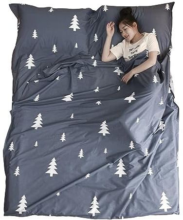 Azarxis Baumwolle Hüttenschlafsack, Schlafsack Inlett, Leicht und Dünn, Kompakt Reiseschlafsack für Reisen,Camping, Wandern, Hotel (Blau, S - 80 x 210 cm)