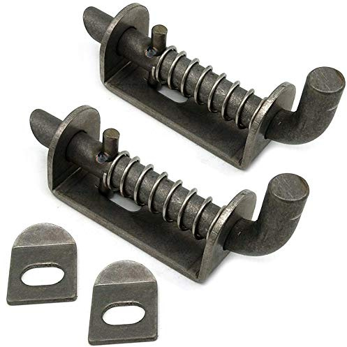 WANLIAN 2 Pcs Stainless Steel Mini Spring Loaded Latch Pin - 5 Inch 304 Metal Barrel Bolt Latch, Reinforced Industrial Welded Spring Lock for Pet Cage, Door Shed Gate, Tailgate Trailer Garage
