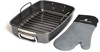 MasterClass Roasting Pan with Rack and Single Silicone Oven Glove