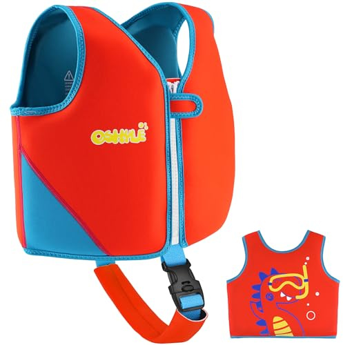 OSHYLE Giubbotto da Nuoto in Neoprene per Bambini - Aiuto Ideale per Il galleggiamento per Bambini (L(6-9), Arancia)