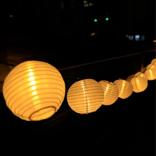 LQWELL® Solar Lichterkette Lampions Aussen Laternen 8M 30LED 2 Modi, Wasserdicht Sol Hängelampe Gartendeko Warmweiß für Balkon, Hochzeit, Hof, Party, Weihnachten Deko (1er)