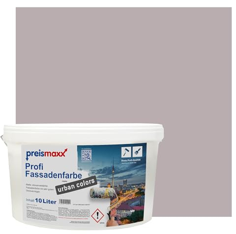 Preismaxx Profi Fassadenfarbe urban colors, bunte Außenfarbe, lila, mauve 10L, matte, wasserabweisende Aussen-Dispersion, hohe Wasserdampfdurchlässigkeit
