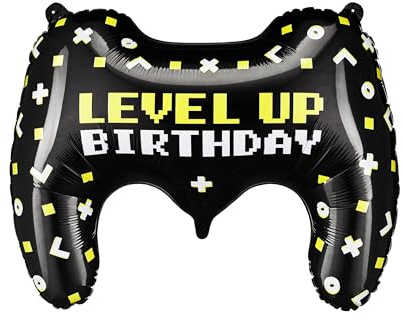 Globo de lámina de gamepad 60 x 45 cm, globo para videojuegos para helio o aire, globo negro en forma de panel de juegos, 72 cm, globo de aluminio para videojuegos como decoración de cumpleaños o