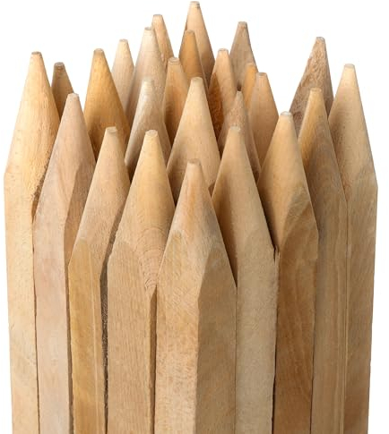 Confezione da 25 pali quadrati in legno di faggio e pali di legno - Lunghezza: 80 cm - Ideale per pali di recinzione, pali per alberi e lavori di giardinaggio - Supporti robusti da 25 mm x 25