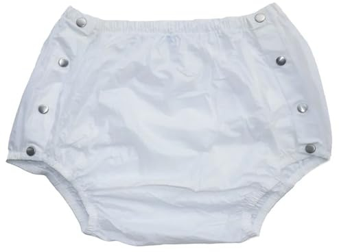 Adult Incontinence Snap-on Plastic Pants Adult Leakproof Underwear for Incontinence Washable Low Noise Reusable Waterproof Pants Adult Diaper Cover Incontinence Pants for Women Men