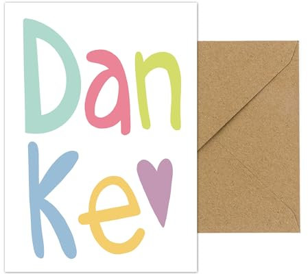 PICTALOO Danke Karte – bunte Grußkarte Dankeschön, Dankeskarte mit Umschlag, Postkarte kleines Dankeschön Geschenk für Erzieherin, Lehrer, Kollegen, Trainer, Chef, oder zum Abschied (1er)