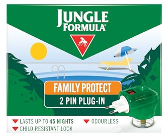 Jungle Formula Family Protect Plug-in Mosquito Repellent - for Mosquitoes and Biting Insects, Lasts up to 45 Nights