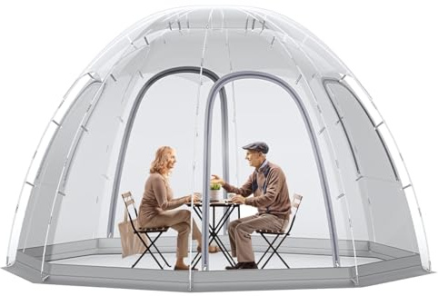 tinysiry Pop-Up Bubble Tent, 12.5×12.5 FT Waterproof & Cold-Resistant Outdoor Dome Tent Instant Setup Cold Protection Camping Tent for Camping Backyard Gatherings Sports Events Grey