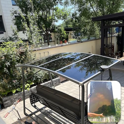 Pannelli per tetto in policarbonato da 2 mm per serra isolamento trasparente piastre diurne forti e resistenti alla deformazione per serra capannone tettoia tettoia marrone (6 x 3,3 piedi)