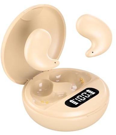 Sungive Auriculares Bluetooth 5.3 para Dormir, Mini intrauditivos Independientes L/R, diseño ergonómico, cancelación Activa de Ruido, Alta fidelidad, compatibles con iOS/Android/PC.(Khaki)