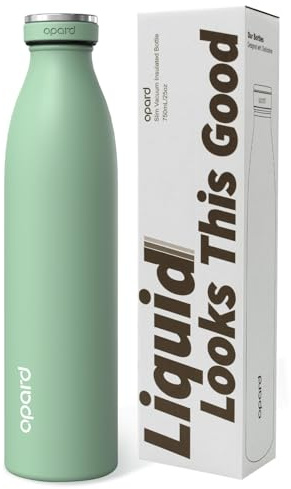 Opard Thermosflasche 750ml, 42h Kalt & 18h Heiß Trinkflasche Edelstahl, Trinkflasche Kohlensäure Geeignet, Metall Trinkflasche, Auslaufsicher isolierflasche für Erwachsene/Kinder, Mintgrün