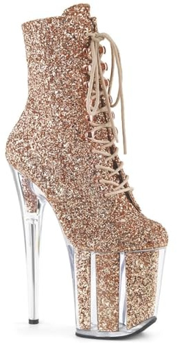 OTMYIGO Botines de Pole Dance para Mujer, Botas de Plataforma con Cordones de 20 cm, Zapatos de Vestir de tacón Alto para Fiestas en Discotecas,Caqui,41 EU