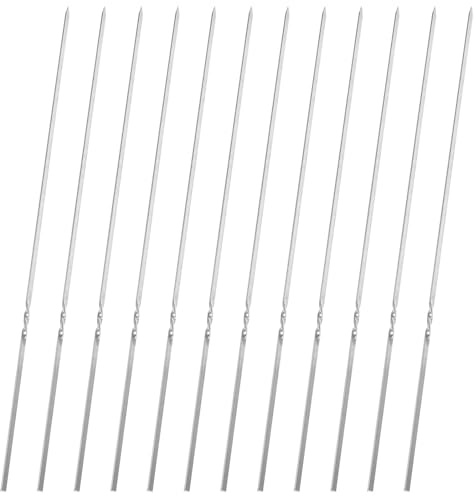 BAZEITFLOW 50 Piezas Brochetas para Barbacoa de Acero Inoxidable Planas Resistentes para Pinchos de Carne Parrilla Reutilizables y Aptas para Camping y Picnic