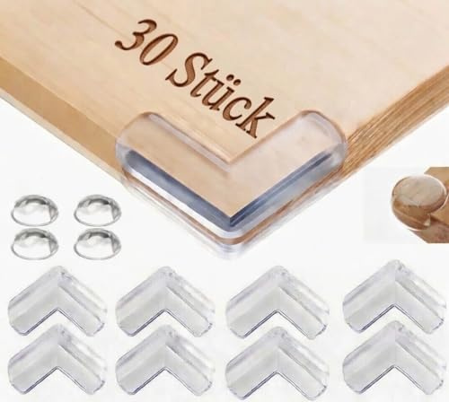 30 stycken genomskinliga öronskydd av mjukt gummi för barn | hörnskydd för bord och hem | Para barnhörn extra starka klistermärken, babysäkerhet, fosatfri PVC-kantskydd