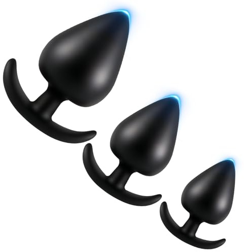 3 Plug Anales Silicone,Tapón Anal Negro Silicona, Juguetes Anales Plugs, Juguetes Eróticos Para Adultos, Para Usuarios Principiantes y Avanzados,Parejas, Hombres, ¡un Regalo Original (L+M+S)