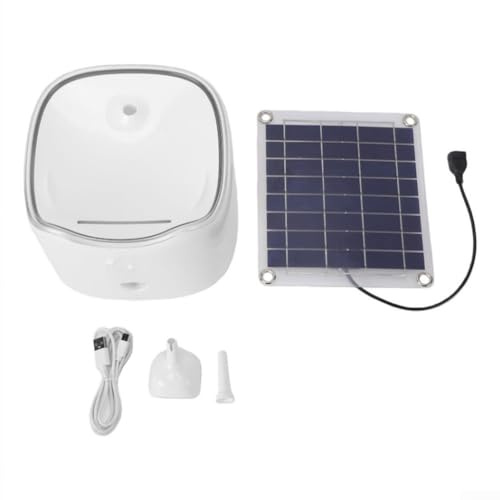 Fuente solar para gatos para exteriores con circulación automática de agua y recarga solo durante el día para suministro de hidratación fresca (blanco)