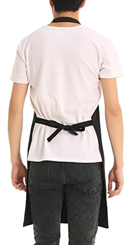 MAJONMMERD Coffee Shop Arbetsförkläde Svart Servitör Arbetsförkläde Polyester Bomull 75 X 59 Cm Justerbar Rem Unisex för Café Restaurang Kök Grill Servicepersonal
