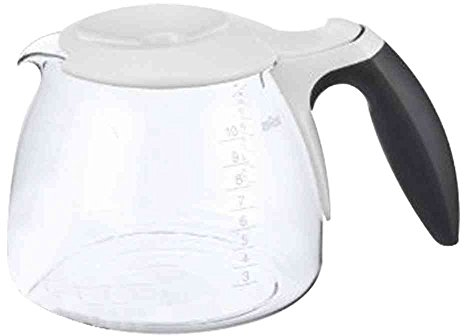 Braun Kaffeekanne BRSC011, Glaskaraffe mit klappbarem Kunststoffdeckel, Zubehör für Braun CafeHouse Kaffeemaschine, für bis zu 10 Tassen, spülmaschinenfest, Weiß
