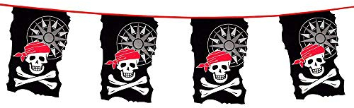 Boland 74183 - Banderines Pirata, Longitud 4 m, corsario, Calavera, decoración Colgante, Guirnalda, cumpleaños, Fiesta, decoración, vajilla de Fiesta, Fiesta temática, Carnaval