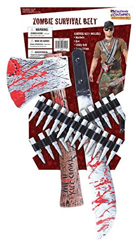 California Costumes Men's Zombie Hunter Kit, Black/Silver/Red, One size