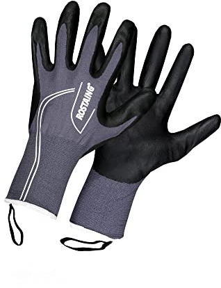 ROSTAING Gants MAXIPRO - Gants de Manutention et Protections - Gants de Travail - Idéal pour tous les Travaux de Jardinage et Bricolage en Milieu Humide et Sec , Gris et Noir