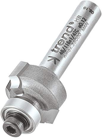 Trend Professional Bearing Guided Ovolo Router Cutter, 2mm Radius, 1/4 Inch Shank, 16.7mm Cut Diameter & 7.7mm Cut Length, Two Bearings, Tungsten Carbide Tipped, 46/116X1/4TC