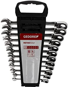 GEDORE red Maul-Ringratschenschlüssel-Satz, umschaltbar, Set 12-tlg, SW 8-19 mm, abgewinkelt, Schraubenschlüssel, R07205012