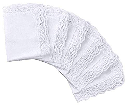6 Pieces Ladies Cotton Handkerchiefs, 60S Womens Lace White Hankies Soft Solid Pure