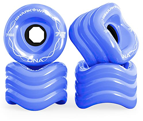 Shark Wheel Cruising- hjul på 72 mm för longboard, 78a, DNA-formel, set om 4 hjul, blå (Ibiza Blue)