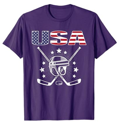 America Ice Hockey Lovers Jersey - USA Flag Hockey Team Fans T-Shirt for Women Kids Men