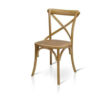 Mar.c.a. Design - Stuhl aus Holz mit Sitz aus natürlichem Rattan, geflochten, für Esstisch, Küchenstuhl, Holz