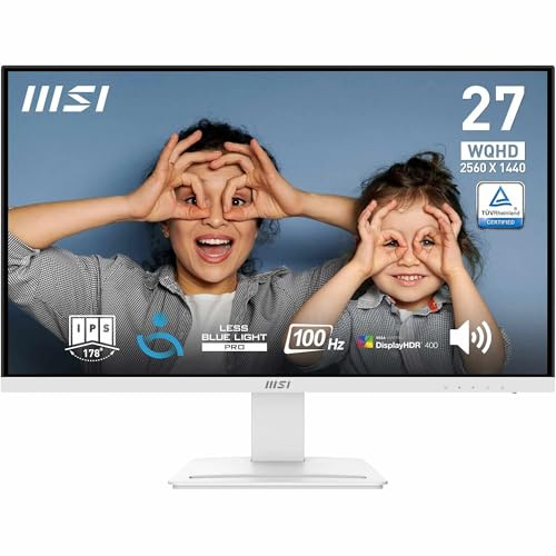 MSI Pro MP273QW E2 Monitor Profesional WQHD de 27, Panel IPS 2560 x 1440, 100 Hz, Pantalla Agradable a la Vista, Altavoces Integrados, inclinación Ajustable, HDMI 2.0b, DP (1.2a)