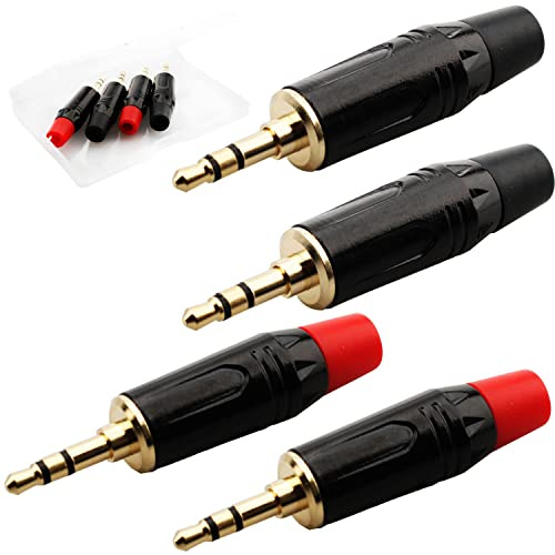 RUNCCI-YUN 4Pack fiche connecteur Jack 3.5mm stéréo mâle,Prise Jack 3.5 a souder 3 Poles TRS Prises de réparation pour Casque，adaptateurs Audio 3,5 mm (1/8 ) ，pour réparation de Casque stéréo DIY