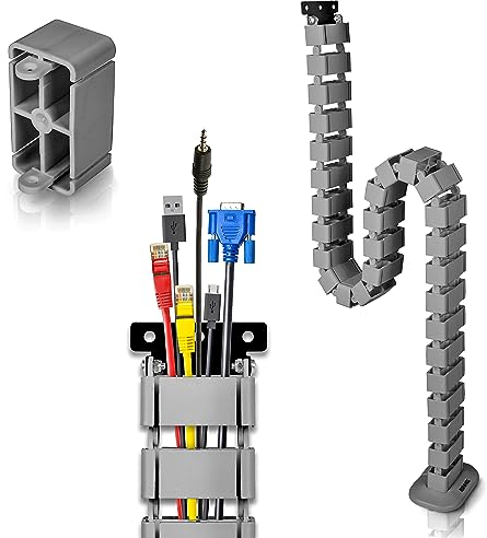 Duronic CM1DM SR Conduit de câbles | Goulotte de 130 cm pour Ranger câbles | Ajustable et Flexible | Idéal pour sécuriser câbles USB ethernet et Alimentation et éviter Tout Accident