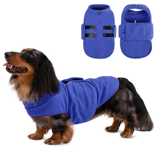 Queenmore Hundepullover Fleece Wintermantel Hund Hundemantel Winter, Hundepullover Kleine Hunde, Hundeweste Dackel, Bulldog, Greyhound, Blau, M