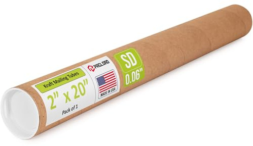 Paclord Tube d'expédition en papier kraft renforcé avec 2 capuchons 5,1 x 50,8 cm