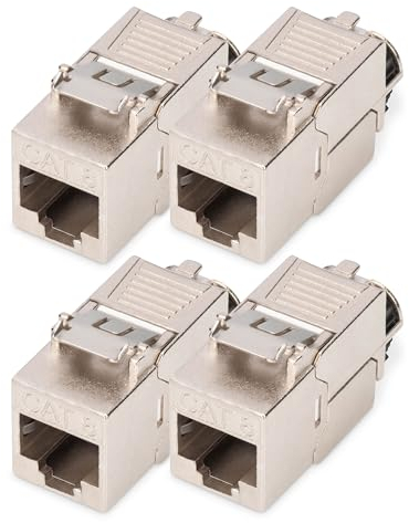 DIGITUS Modulo Keystone Cat 8.1-4 Pezzi - Presa di Rete RJ45 Cat8 schermato - 2000 MHz - 25GBase-T & 40GBase-T - 25 Gbit/s & 40 Gbit/s - AWG 26/7 a AWG 22/1 - Montaggio Senza Attrezzi