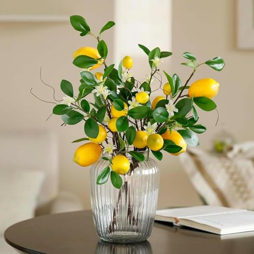 Laelfe 16 Cabezas Ramas de Limón Artificial, 2 Piezas 48 cm