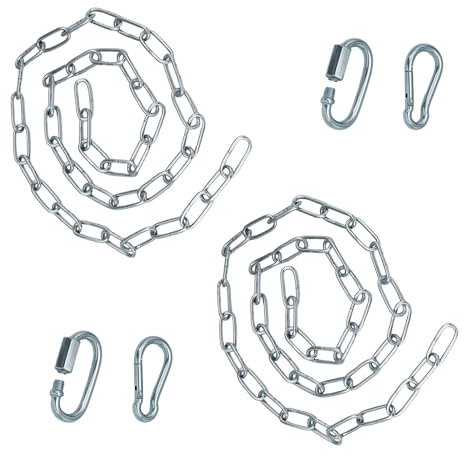 LWLWA Chaine 304 Acier Inoxydable 2 Pièces, Chainette 1m, Chaine Acier Inoxydable avec Mousqueton, Haute Dureté et Forte Ténacité, pour Pneus Voiture, Balançoires, Plantes Pot, Animaux Domestiques