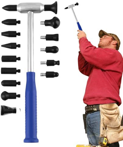 Ding Hammer Herramientas, Martillo de reparación de automóviles ding - Herramientas de reparación de cuerpo automático con 15 cabezas - Eliminación de daños automotrices, juego de corrección completa