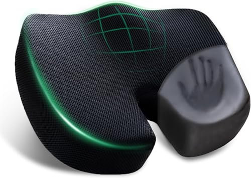 EGO HOME Sitzkissen Charcoal Memory Foam Keilkissen zur Rückenentlastung - Atmungsaktives Steißbeinkissen 70-90kg - Schreibtischstuhl Kissen - Stützendes Sitzpolster Stuhl, Waschbare Bezug