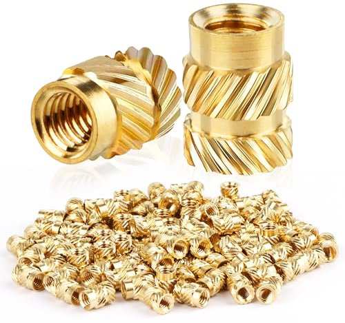 TDUNSYA 100 Piezas Insertos Roscados M4, M4×8×6 Insertos Roscados Hembra Tuercas, Latón Tuerca Moleteada Para Embutir En Piezas De Impresora 3D