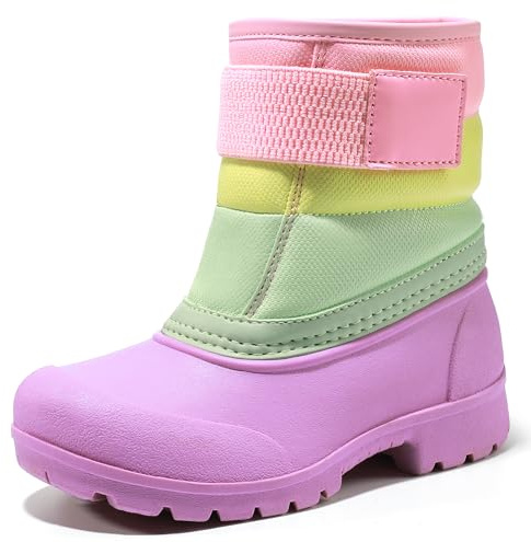festooning Boys Girls Winter Snow Boots Waterproof Outdoor Warm Liner Non-Slip Elastic Band Shoes for Toddler/Little Kid/Big Kid