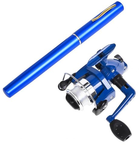 Kit de pêche de Survie, Canne à pêche télescopique, Mini pôle avec Moulinet et Longue Ligne Portable pour Voyage, Survie d'urgence