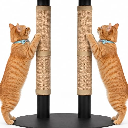 Lot de 2 tapis griffoirs pour chat, griffoirs pour chats, canapés en sisal, autocollants - Pour arbre à chat, étagères, canapé, meubles, protection DIY - 25 x 50 cm (marron)