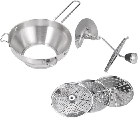 Passaverdure - Macinino A Manovella In Acciaio Inossidabile, 3 Dischi Per Macinare, Schiacciaverdure Ergonomico, Passaverdura Durevole | Utensile Da Cucina Per Schiacciare, Filtrare, Puree Di Verdure,