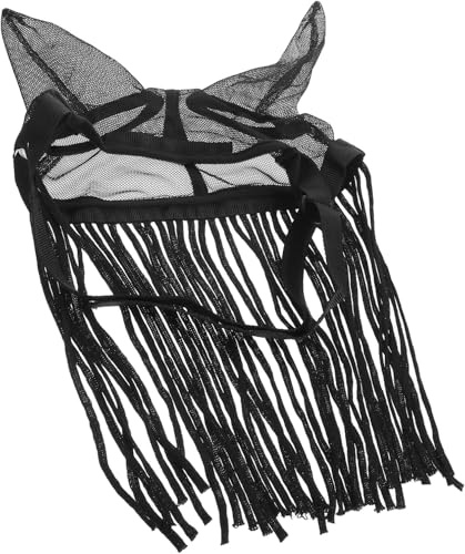 Maschera antimosche con orecchie, taglia M, leggera, traspirante, integrale, con frangia rimovibile per protezione dalle mosche