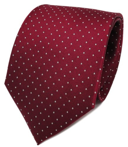 TigerTie - Cravatta in seta - rosso bordò argento a pois - Cravatta in seta